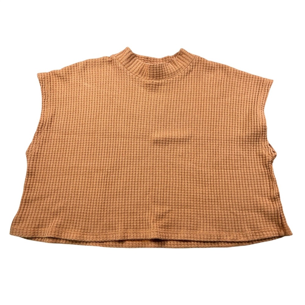 By Together Medium Waffle Knit‎ Sweater Light Orange Oversized Cozy Pullover